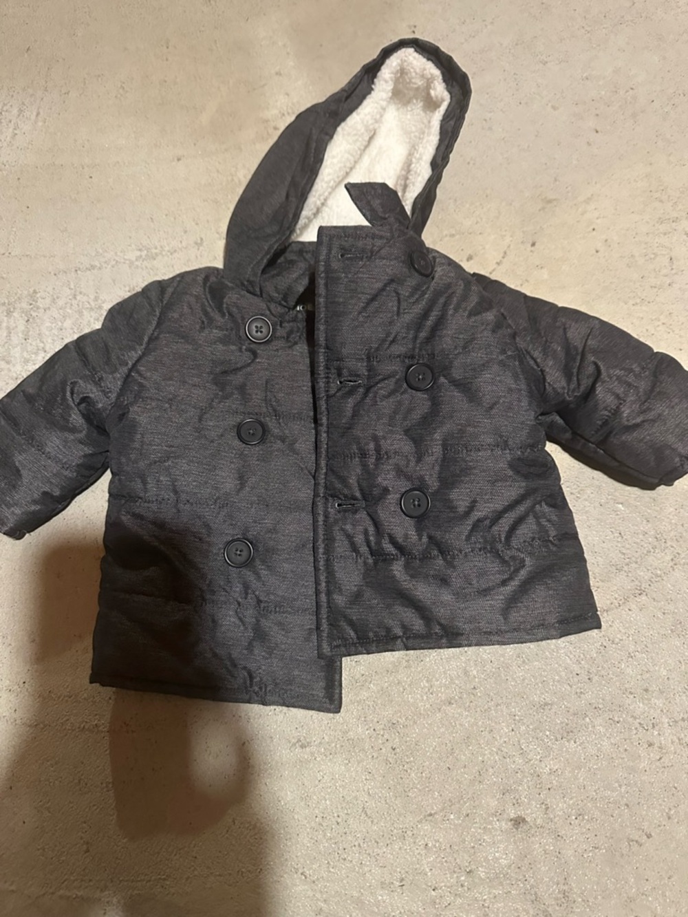 Joe Fresh Kids Hooded Double-Breasted Puffer Coat - Charcoal Gray